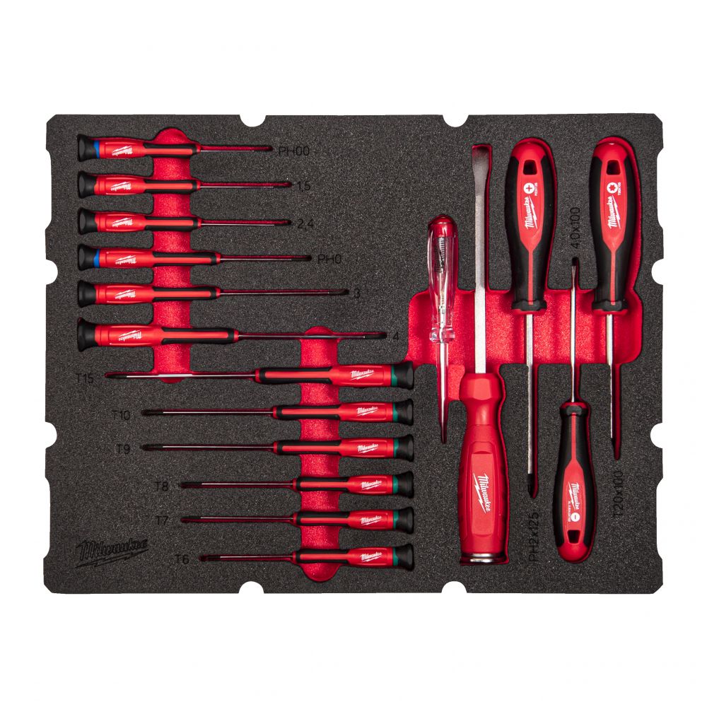 Milwaukee Feinschraubendreher Einlage 17-teilige Einlage für PACKOUT Koffer mit Schubladen